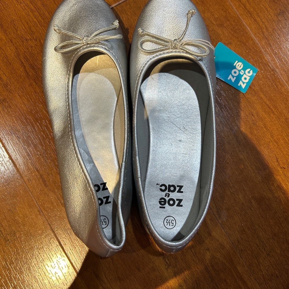 Girls silver ballet shoes size 5.5